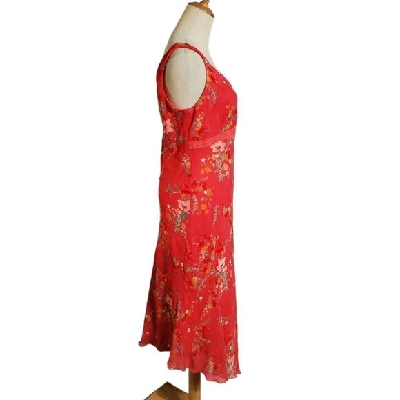 DBY Deep Coral Orange Floral Assymetrical Dress NWT - Picture 3 of 7